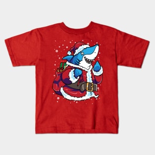 Shark Santa Claus Christmas Kids T-Shirt